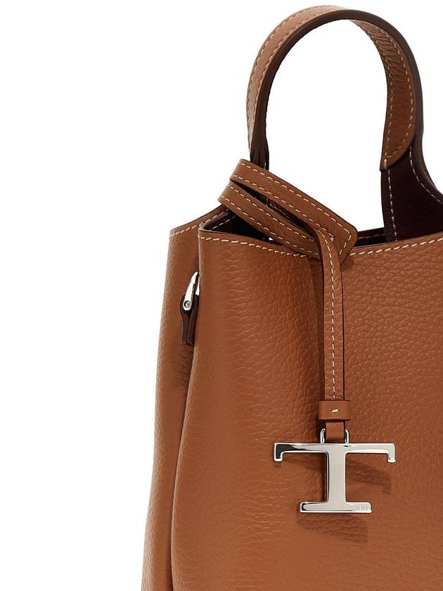 Micro Leather Mini Tote Bag Brown - TOD'S - BALAAN 4