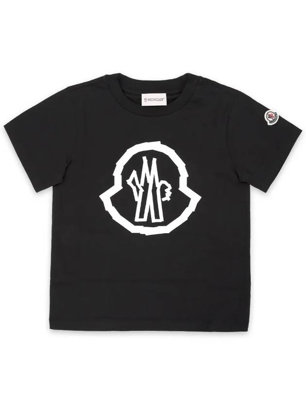 Kids Big Logo Patch Short Sleeve Black 8C00013 89AFV 999 - MONCLER - BALAAN 3