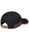 Web Stripe GG Logo Jacquard Canvas Ball Cap Black - GUCCI - BALAAN.