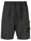 Cotton Fleece Cargo Bermuda Shorts Dark Grey - STONE ISLAND - BALAAN 2