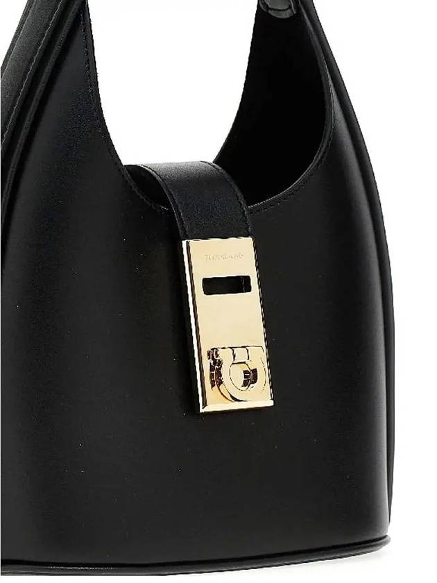 Women's Gancini Buckle Mini Hobo Shoulder Bag Black - SALVATORE FERRAGAMO - BALAAN 5