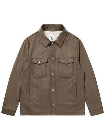 Men's Suede Outer Jacket Brown - SOLEW - BALAAN 1