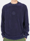 Men's Embroidered Logo Terry Fleece Sweatshirt Navy - STONE ISLAND - BALAAN 2