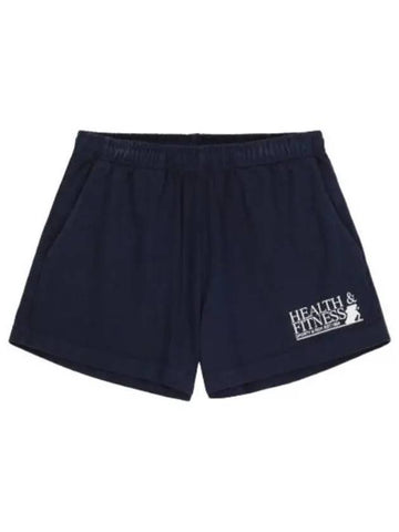 Logo Print Shorts Pants Navy - SPORTY & RICH - BALAAN 1