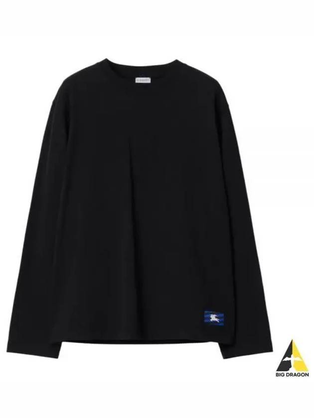 Cotton Long Sleeve T-Shirt Black - BURBERRY - BALAAN 2