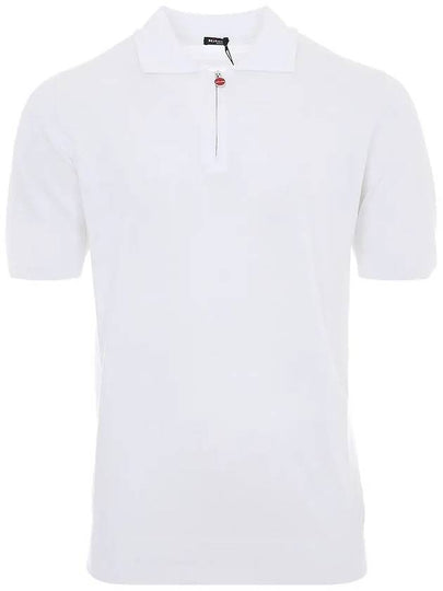 UMK1331 WHITE Knit Zipper Polo Short Sleeve Tee - KITON - BALAAN 2