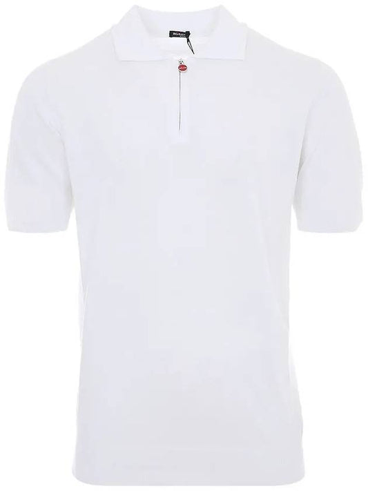 UMK1331 WHITE Knit Zipper Polo Short Sleeve Tee - KITON - BALAAN 1