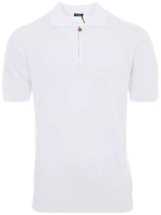 UMK1331 WHITE Knit Zipper Polo Short Sleeve Tee - KITON - BALAAN 2