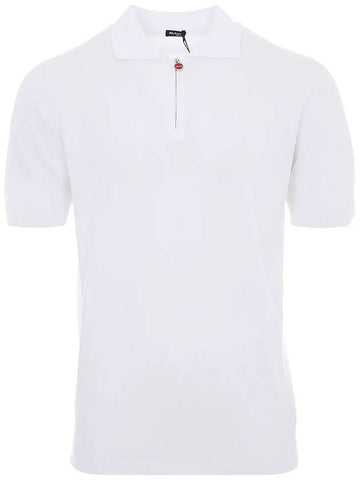 UMK1331 WHITE Knit Zipper Polo Short Sleeve Tee - KITON - BALAAN 1