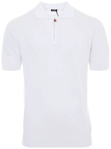 UMK1331 WHITE Knit Zipper Polo Short Sleeve Tee - KITON - BALAAN 1