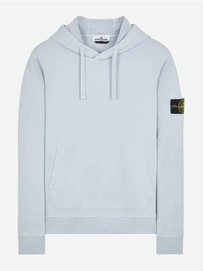 Logo Patch Cotton Fleece Hoodie Light Blue - STONE ISLAND - BALAAN 2