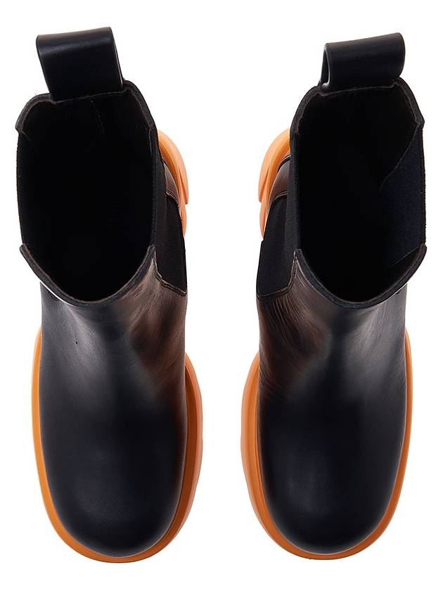 Women's Flash Platform Leather Chelsea Boots Black Tangerine - BOTTEGA VENETA - BALAAN.