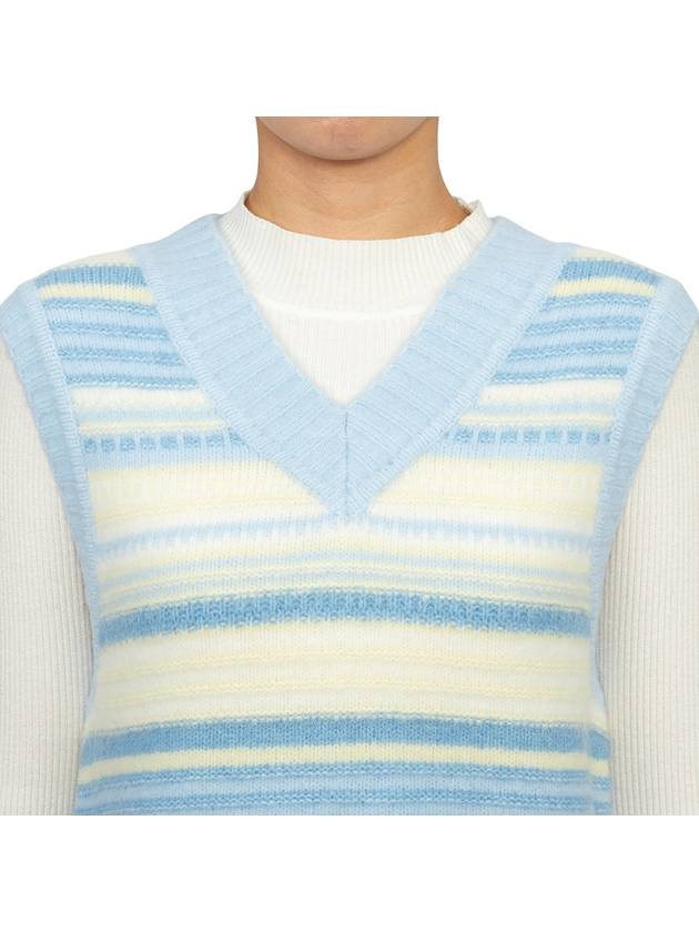 Striped Soft Wool Gilet Vest Light Blue - GANNI - BALAAN 6