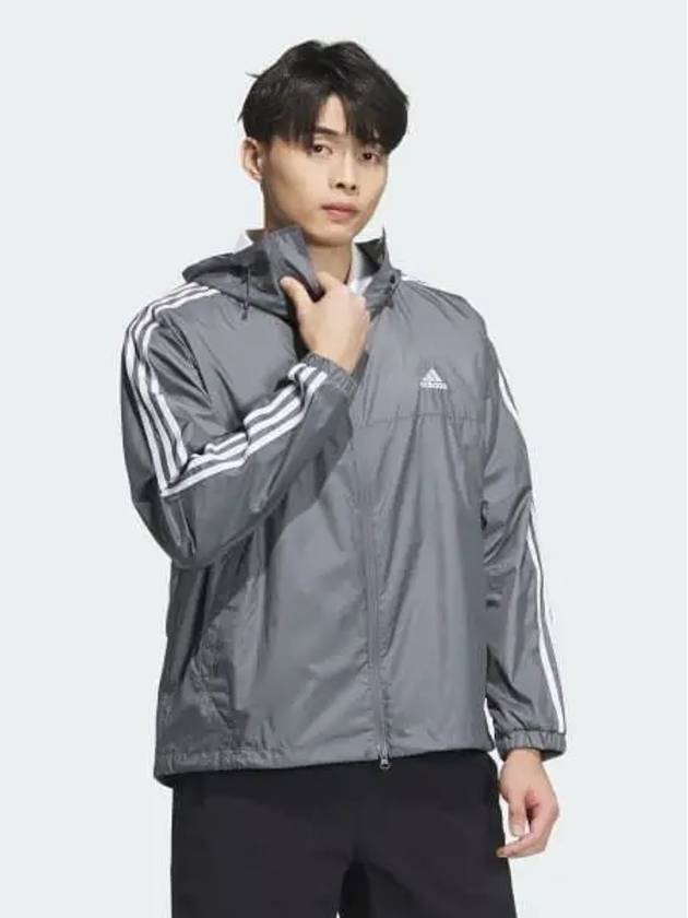 Essential Loose Fit 3S Mesh Lined Windbreaker Jacket Men Gray Four JF3955 696955 - ADIDAS - BALAAN 1