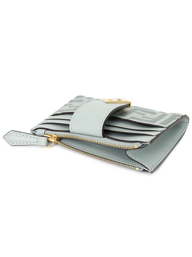 FF Diamonds Leather Zip Card Wallet Light Blue - FENDI - BALAAN 5