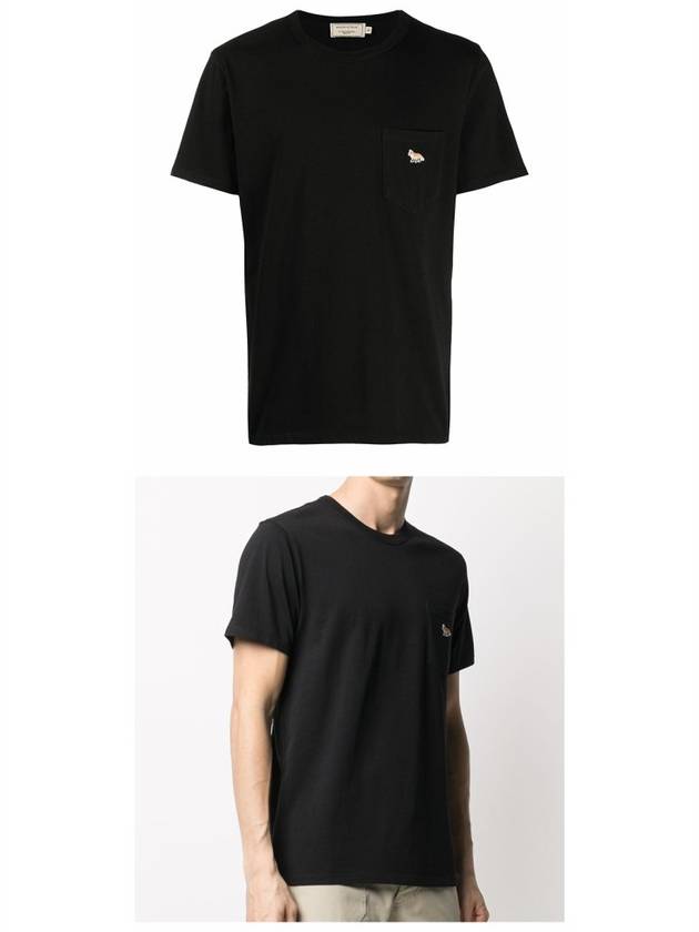 Baby Fox Patch Pocket Short Sleeve T-Shirt Black - MAISON KITSUNE - BALAAN 5