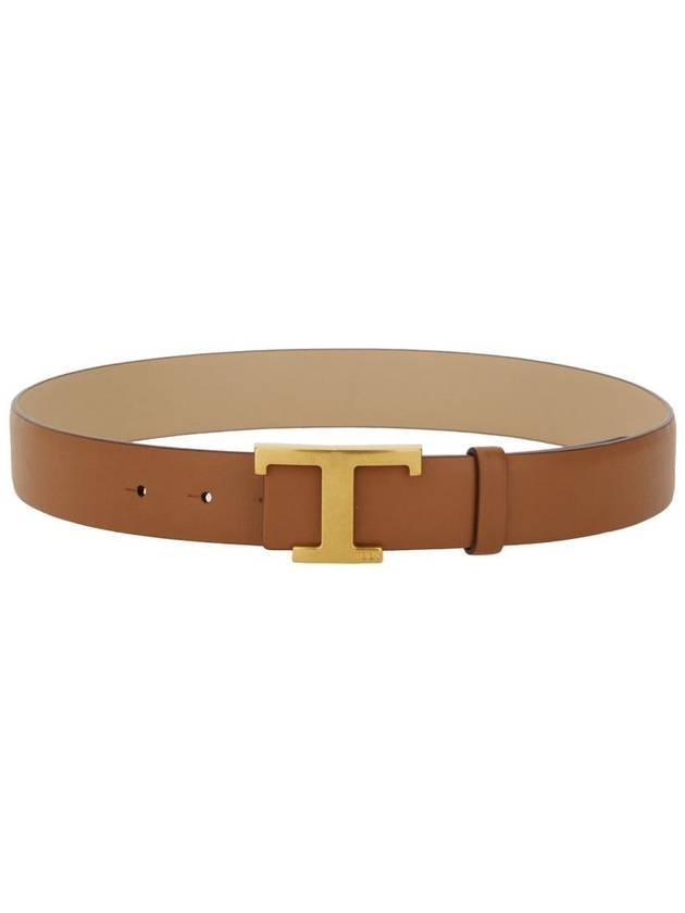 T Timeless Buckle Reversible Leather Belt Brown - TOD'S - BALAAN 2