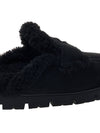 Shearling Sabots Slippers Black - PRADA - BALAAN 11