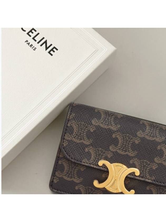 Triomphe Canvas Flap Card Holder Tan Brown - CELINE - BALAAN 3