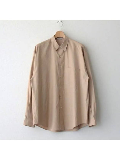 Men's Washed Finx Twill Long Sleeve Shirt Light Brown - AURALEE - BALAAN 2