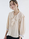 8part frill collar linen blend blouse beige 0005A - VOYONN - BALAAN 5