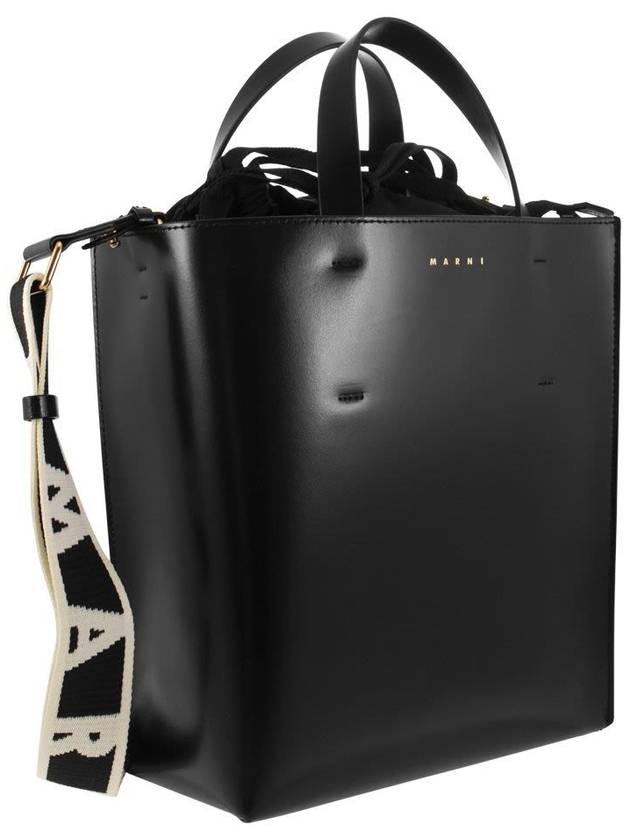 Museo Small Leather Tote Bag Black - MARNI - BALAAN 6