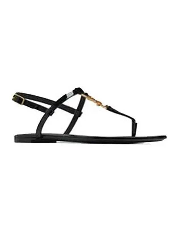 Women s Monogram Cassandra Flat Sandals Black 659817 B8IKK - SAINT LAURENT - BALAAN 1