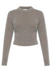 Brushed Wool Alpaca Knit Top Taupe - AMI - BALAAN 1