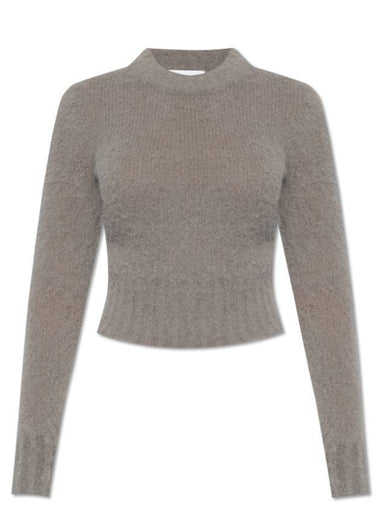 Brushed Wool Alpaca Knit Top Taupe - AMI - BALAAN 1