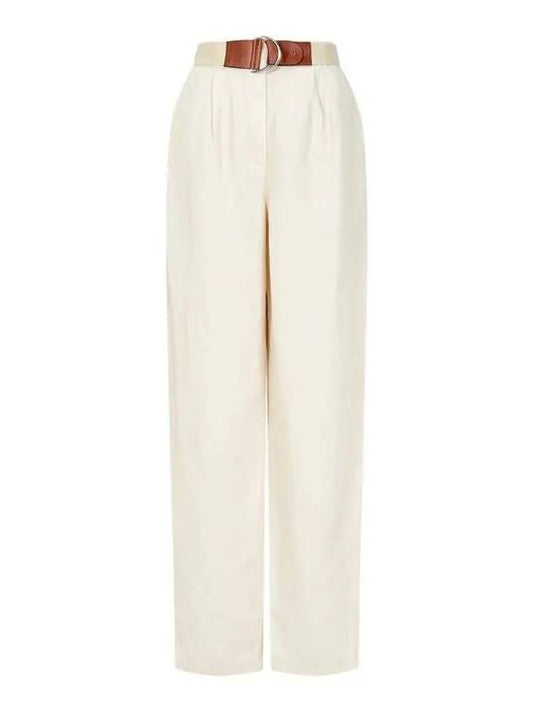 Women s Detachable Belt Linen Pants Light Beige - EMPORIO ARMANI - BALAAN 1