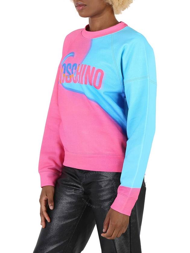 Printed French Cotton Terry Sweatshirt Pink - MOSCHINO - BALAAN 3