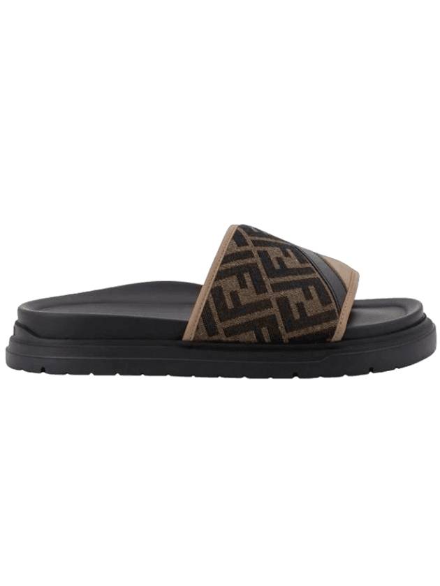 Diagonal Jacquard Slippers Brown - FENDI - BALAAN 1