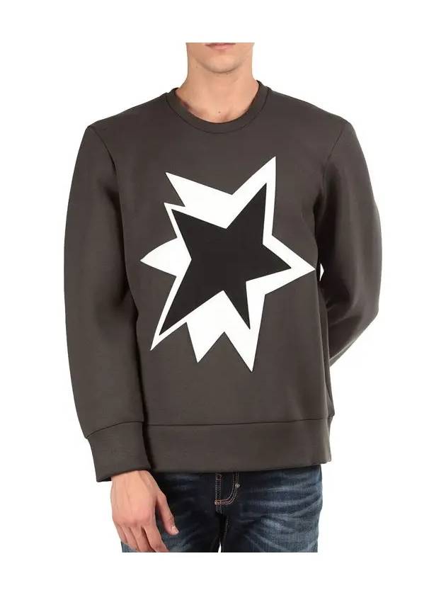 Thunder Spark Leather Patch Sweatshirt Khaki - NEIL BARRETT - BALAAN 3