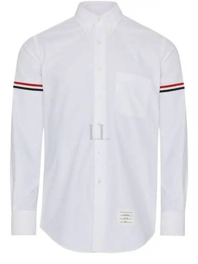 Armband Detail Seersucker Long Sleeve Shirt White - THOM BROWNE - BALAAN 2