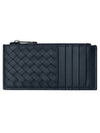 Intrecciato Zipper Card Wallet Navy - BOTTEGA VENETA - BALAAN 1