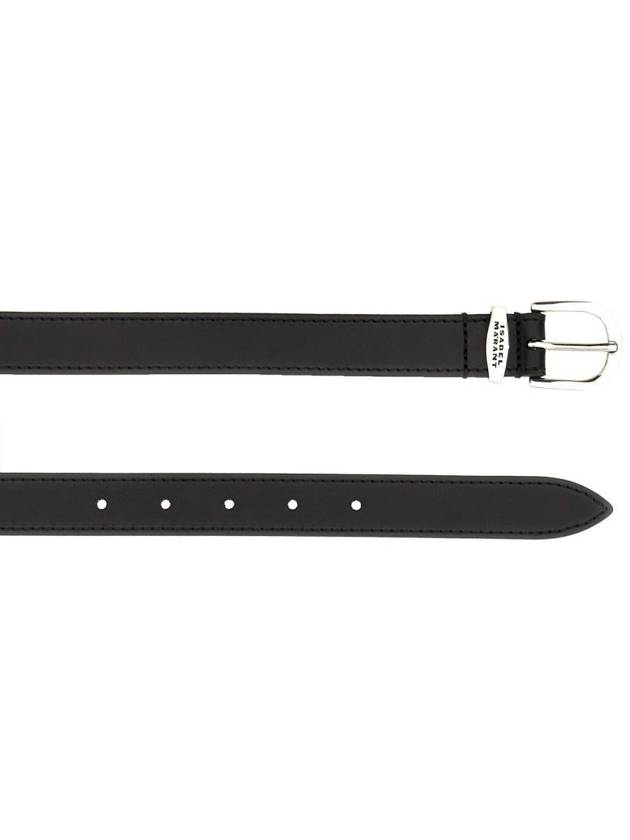 engraved logo leather belt black - ISABEL MARANT - BALAAN 3