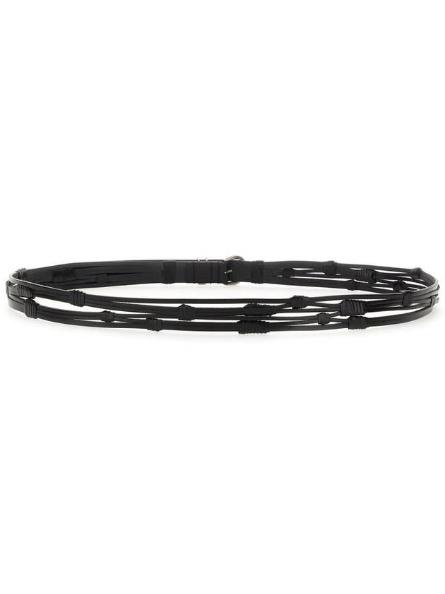 Men's Croissant de Rune Leather Belt Black - SAINT LAURENT - BALAAN 4