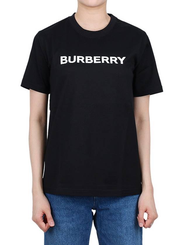 Logo Print Crew Neck Cotton Short Sleeve T-Shirt Black - BURBERRY - BALAAN 3