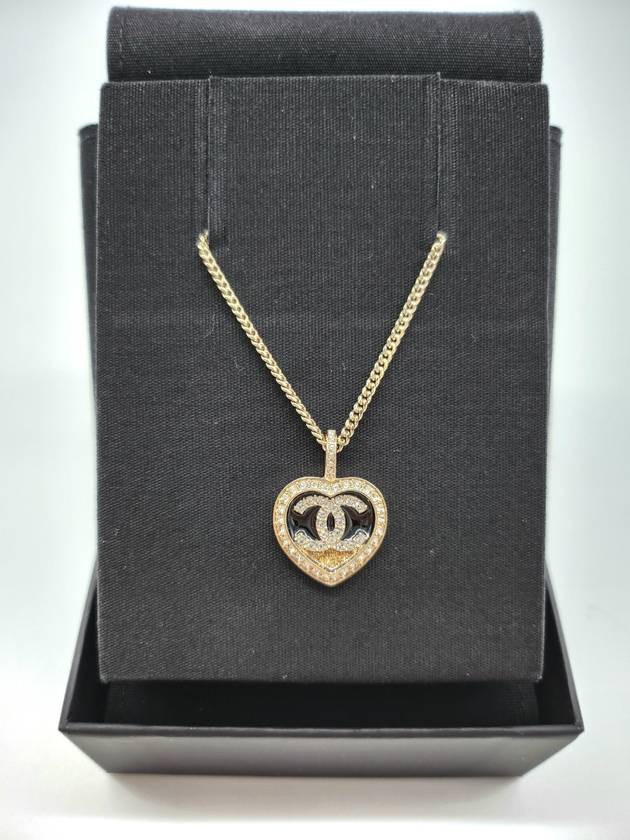 CC Logo Two-Tone Heart Pendant Necklace Gold - CHANEL - BALAAN 3