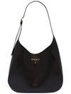 Topstitching Triangle Logo Large Leather Shoulder Bag Black - PRADA - BALAAN 2