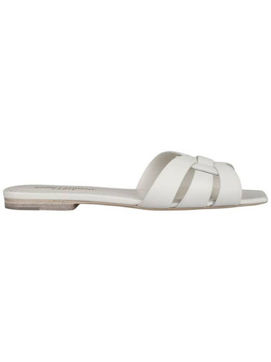 Tribute Smooth Leather Mules White - SAINT LAURENT - BALAAN 1