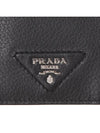 Men's Triangle Logo Leather Half Wallet Black - PRADA - BALAAN 6