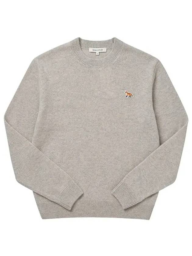 Baby Fox Patch Regular Knit Top Light Grey Melange - MAISON KITSUNE - BALAAN 4