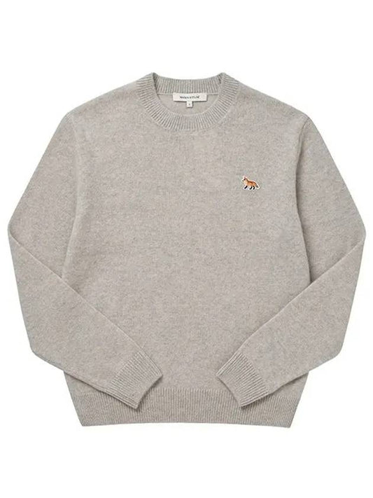 Baby Fox Patch Regular Knit Top Light Grey Melange - MAISON KITSUNE - BALAAN 2