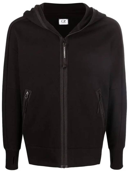 Goggles Detail Fleece Zip-Up Hoodie Black - CP COMPANY - BALAAN 2