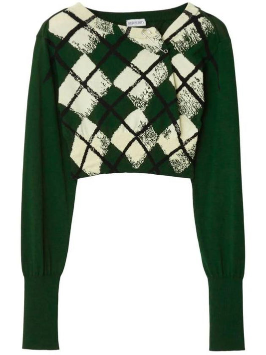 Argyle Fine Knit Crop Sweater 8081138 - BURBERRY - BALAAN 1