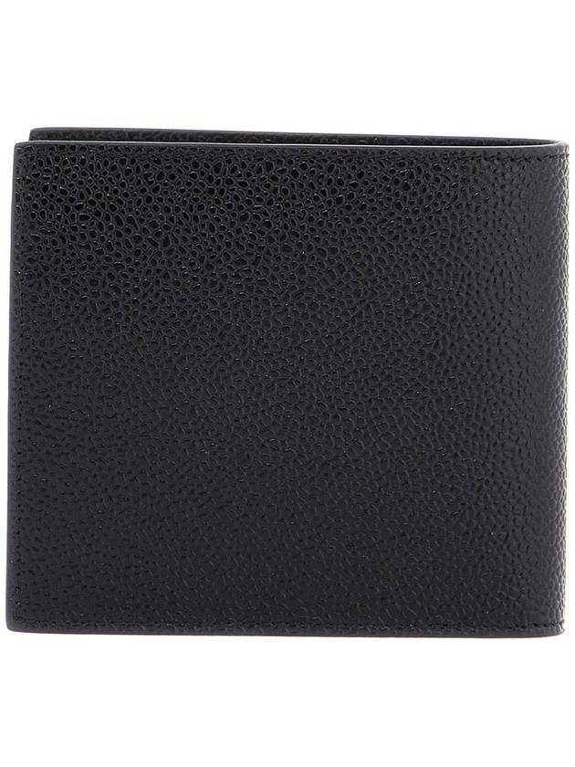 Pebble Grain Leather Half Wallet Black - THOM BROWNE - BALAAN 4