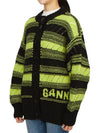 Logo Stripe Pattern Knit Cardigan Black - GANNI - BALAAN 6