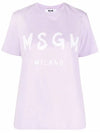 Brushed Logo Short Sleeve T-Shirt Lilac - MSGM - BALAAN 2