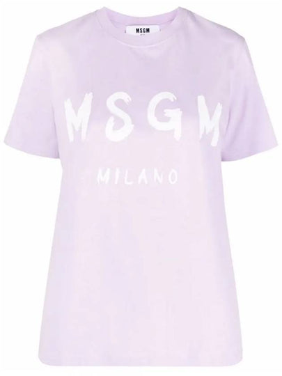 Brushed Logo Short Sleeve T-Shirt Lilac - MSGM - BALAAN 2